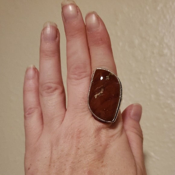 New Red Jasper 925 Silver Statement Ring. - Picture 11 of 12
